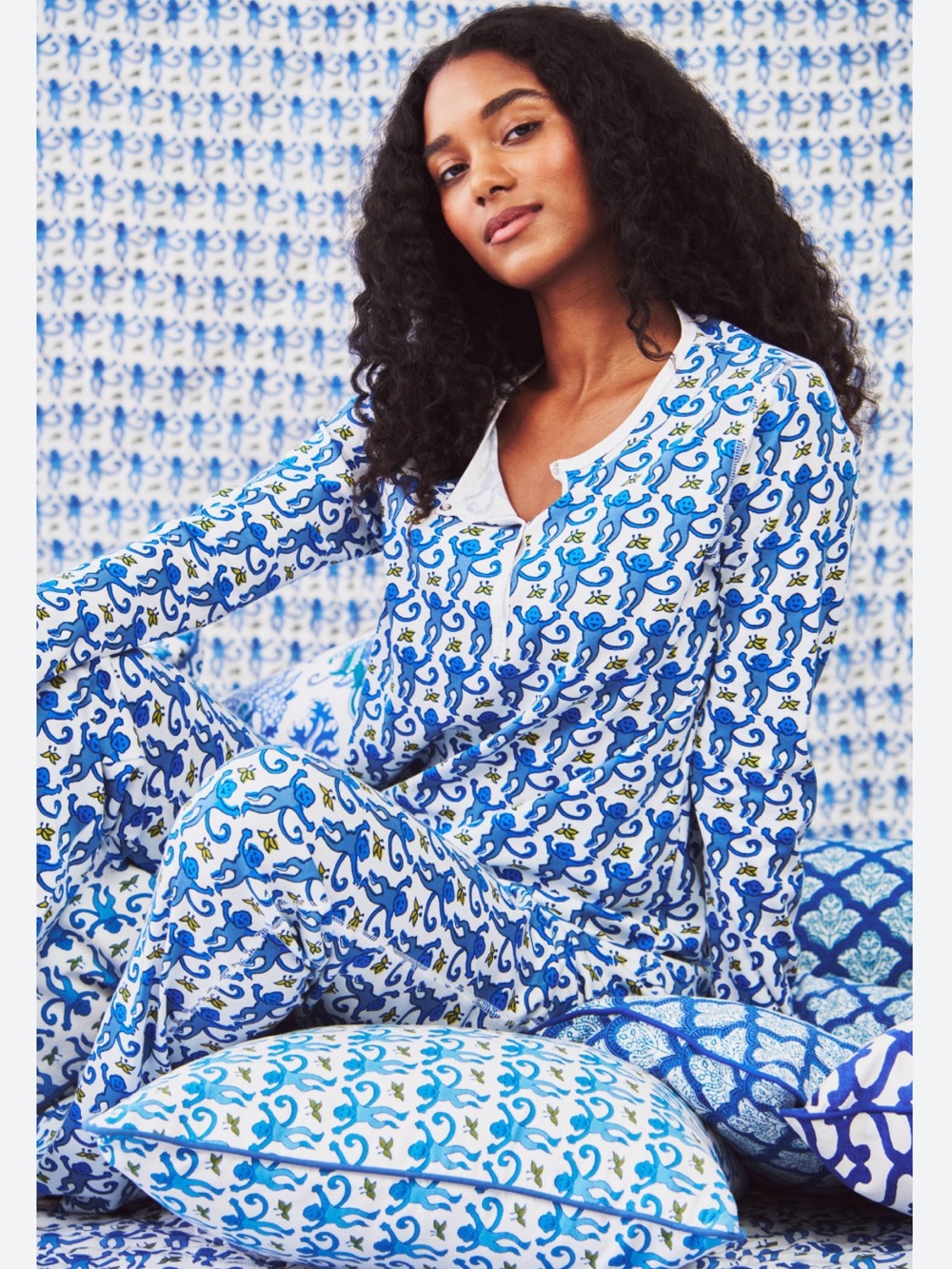 Roller Rabbit Blue Monkey Pajamas - Picture 2 of 6